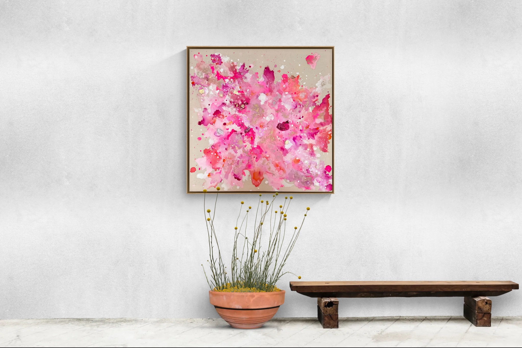 Pure-Unfolding, 2026, Acryl, Gold und Strukturelemente auf roher Baumwollleinwand, Ansicht 12